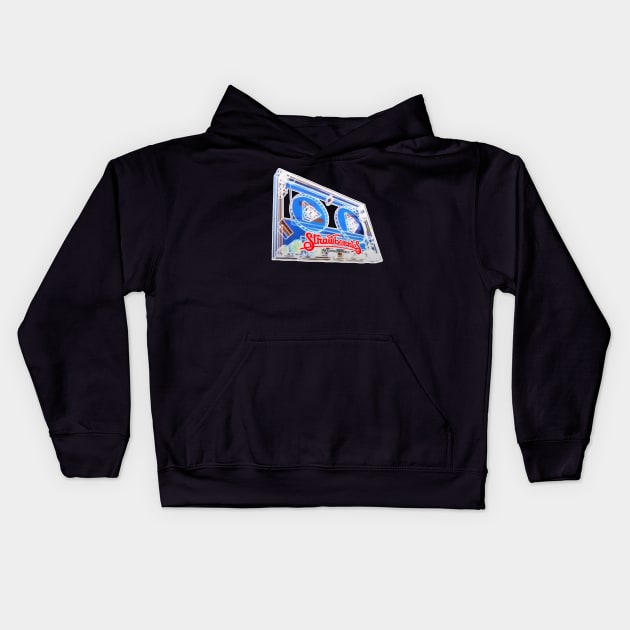 Strawberries Records & Tapes - 3D Cassette Mechanism Kids Hoodie by RetroZest